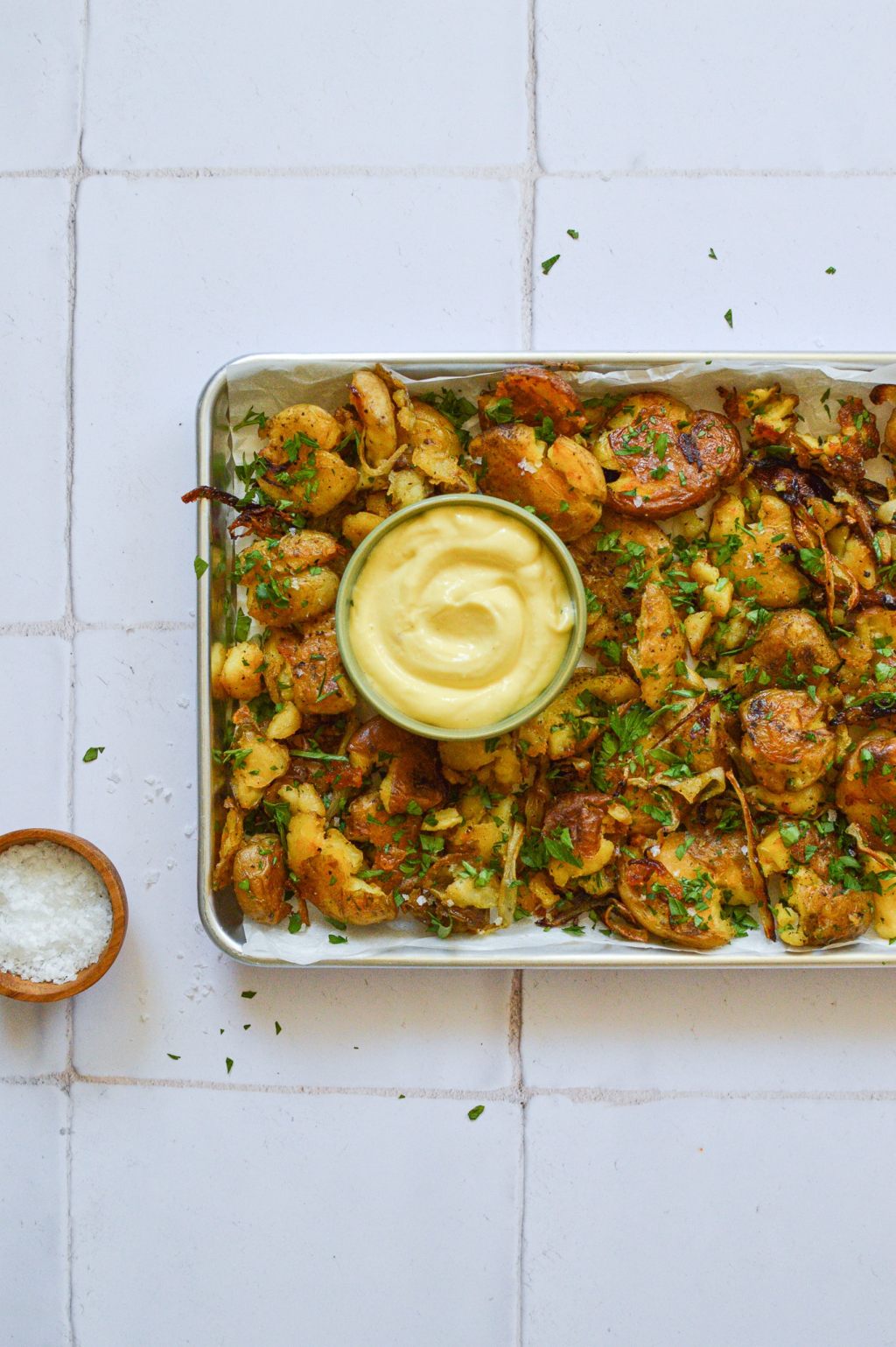Smashed Potatoes with Garlic&nbsp;Aioli